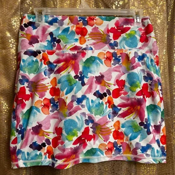 Skea Active Skort Watercolor Floral Spring Summer Golf Tennis Skirt Shorts Large - Picture 2 of 7
